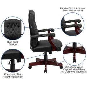 Flash Furniture Martha Washington Black LeatherSoft Executive Swivel Office Chair with Arms