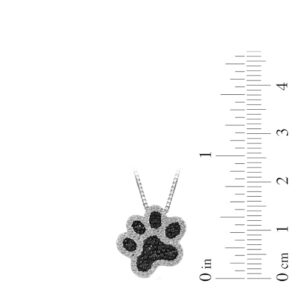 Amazon Essentials Sterling Silver Black and White Diamond Dog Paw Pendant Necklace (1/10 cttw), 18" (previously Amazon Collection)