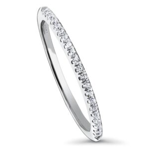 BERRICLE Sterling Silver Wedding Rings Micro Pave Set Cubic Zirconia CZ Half Eternity Ring for Women, Rhodium Plated Size 6