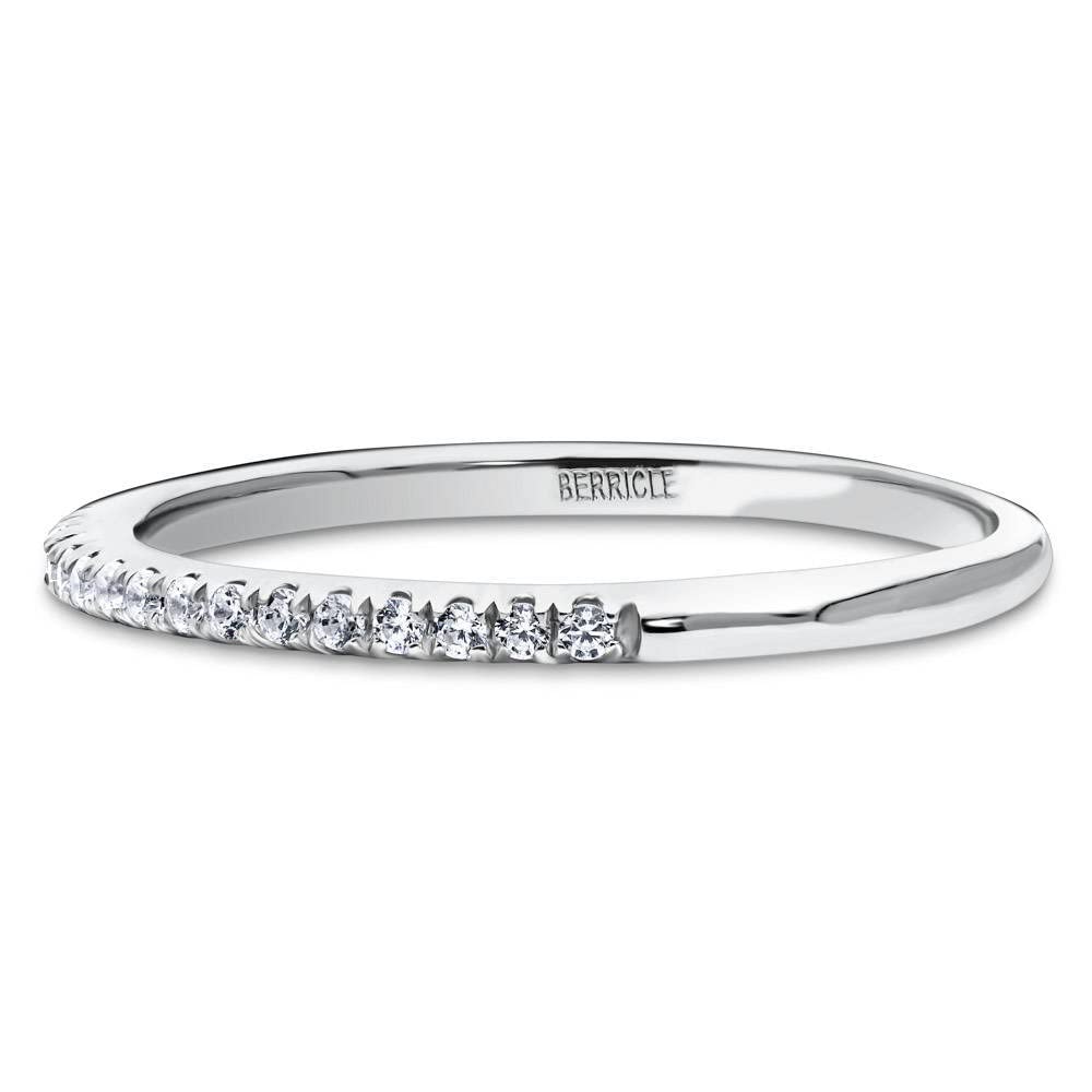 BERRICLE Sterling Silver Wedding Rings Micro Pave Set Cubic Zirconia CZ Half Eternity Ring for Women, Rhodium Plated Size 6