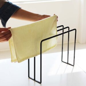 YAMAZAKI Dish Home Dishcloth Hanger | Steel | Towel Holder, One Size, Black