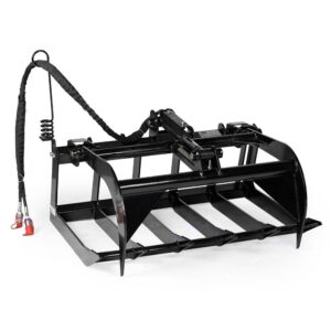 titan attachments 48in economy skid steer root grapple bucket attachment, 3/8in thick steel frame, quick tach mounting system