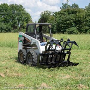 Titan Attachments 48in Economy Skid Steer Root Grapple Bucket Attachment, 3/8in Thick Steel Frame, Quick Tach Mounting System