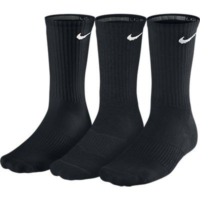 NIKE Unisex Performance Cushion Crew Training Socks (3 Pairs), Black/White, Medium