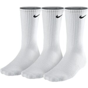 NIKE Unisex Performance Cushion Crew Training Socks (3 Pairs), White, Medium