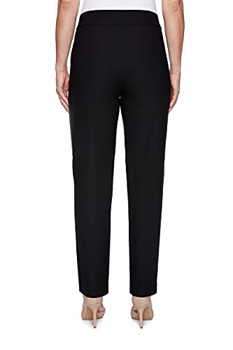 Alfred Dunner Petite Womens PetiteClassic Allure Fit Proportioned Pant with Elastic Comfort Waistband, Black, 8P