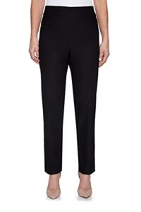 alfred dunner petite womens petiteclassic allure fit proportioned pant with elastic comfort waistband, black, 8p