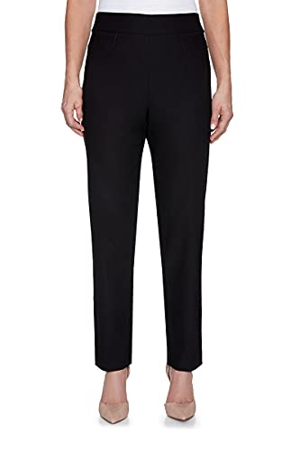 Alfred Dunner Petite Womens PetiteClassic Allure Fit Proportioned Pant with Elastic Comfort Waistband, Black, 8P