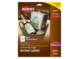 avery arched wine labels with sure feed for laser printers, 4.75" x 3.5", 40 white labels (22826)