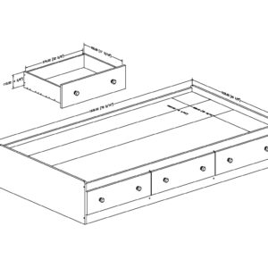 South Shore Savannah Mates Bed with 3 Drawers, Pure White