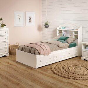 South Shore Savannah Mates Bed with 3 Drawers, Pure White