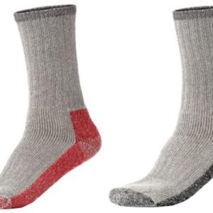 Terramar Mens Thermal (2 Pack) Crew Socks, Black, 10-13 US