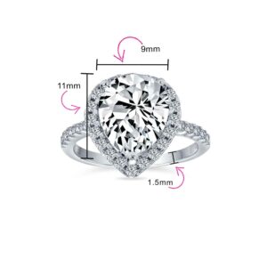 Big 7CT AAA CZ Halo Pear Shaped Statement Solitaire Teardrop Statement Engagement Ring For Women .925 Sterling Silver Cubic Zirconia Pave Thin Band