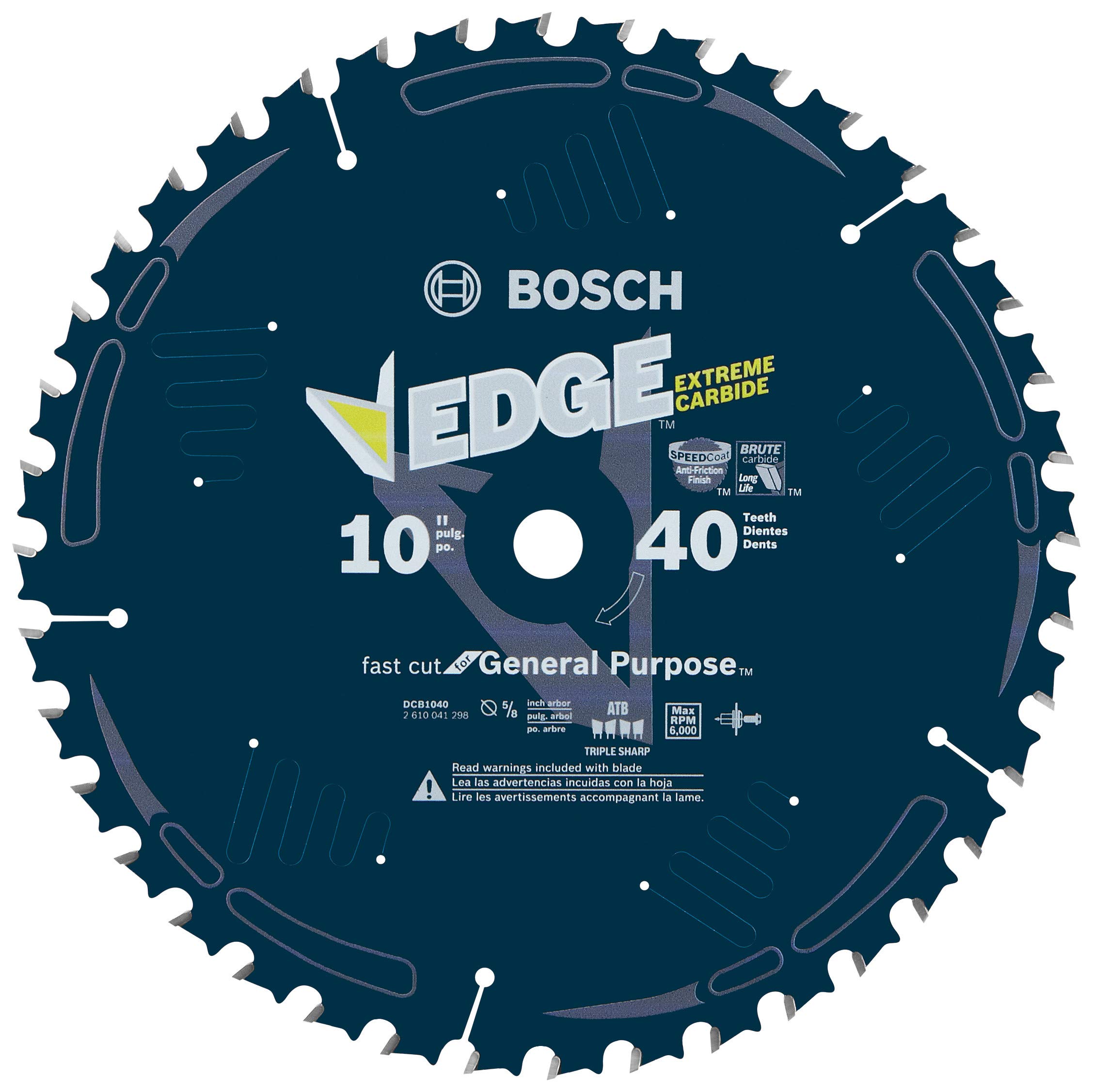 BOSCH DCB1040 Daredevil 10-Inch 40-Tooth General Purpose Circular Saw Blade , Blue