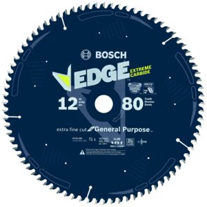 BOSCH DCB1280 12 In. 80 Tooth Edge Circular Saw Blade for Extra-Fine Finish, Black