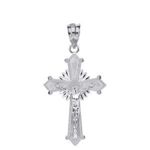 Religious Jewelry .925 Sterling Silver Natal Starburst Crucifix Jesus Christ on the Holy Cross Pendant Charm