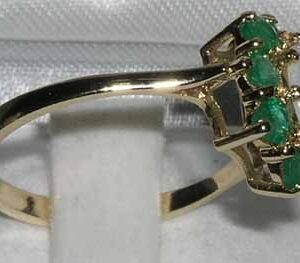 LetsBuyGold 14k Yellow Gold Real Genuine Opal and Emerald Womens Band Ring - Size 12