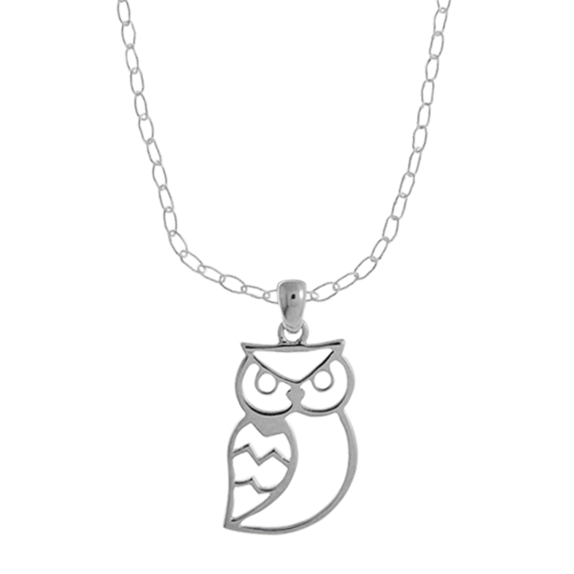 Boma Jewelry Sterling Silver Owl Necklace, 16 inches