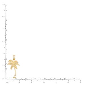 Honolulu Jewelry Company 14K Real Solid Yellow Gold Tropical Palm Tree Beach Necklace Pendant