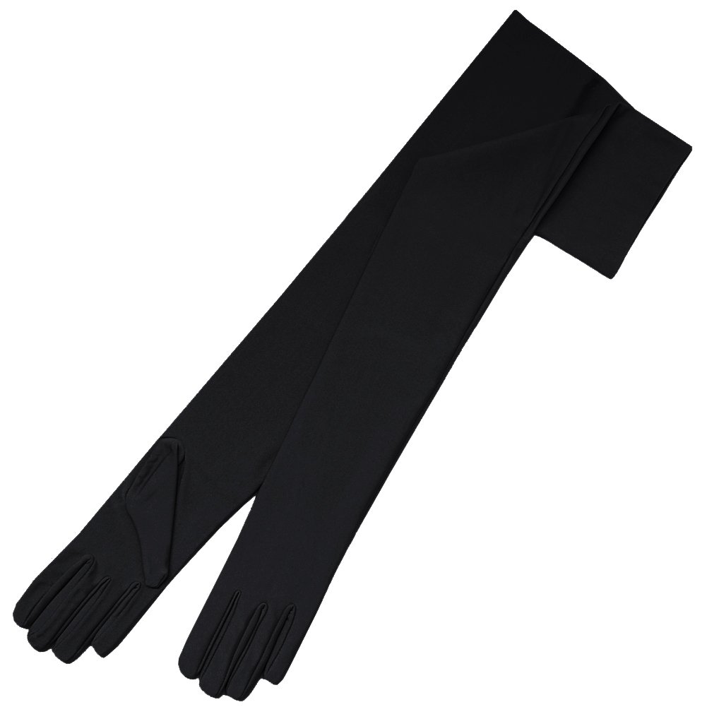 ZaZa Bridal 23.5" Long 4-Way Stretch Matte Satin Dress Gloves Opera Length 16BL-Black