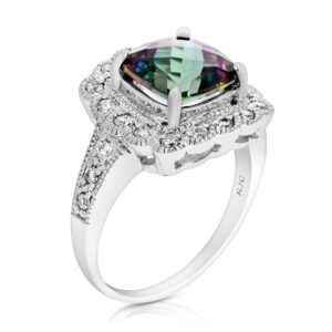 vir jewels 2 cttw mystic topaz ring .925 sterling silver with rhodium cushion cut 7 mm size 7