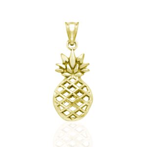 honolulu jewelry company 14k real solid yellow gold pineapple tropical necklace pendant