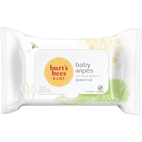 Burt's Bees Baby Wipes,Unscented Natural Baby Wipes for Sensitive Skin with Aloe and Vitamin E - 72 Wipes