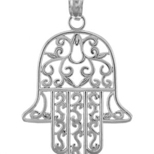 925 Sterling Silver Jewish Hamesh Hand Filigree Charm Hamsa Pendant