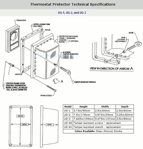 Uni-Gard, Inc. UG-1A, Mini ALMOND Thermostat Guard with Key Made of LEXAN (Polycarbonate, more durable than acrylic/plastic) to PREVENT TAMPERING.