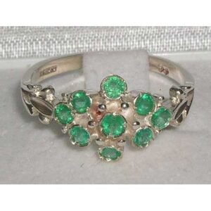 925 Sterling Silver Natural Emerald Womens Cluster Ring - Size 5.75