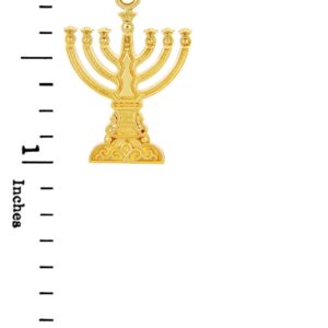 Jewish Gold Pendants - Menorah Yellow Gold Pendant (10K Gold)