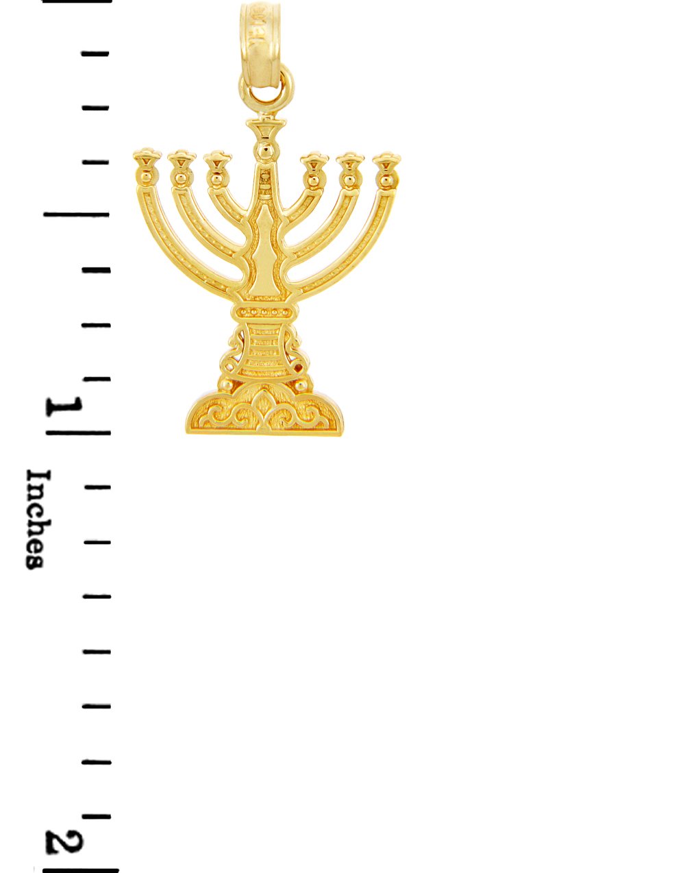 Jewish Gold Pendants - Menorah Yellow Gold Pendant (10K Gold)