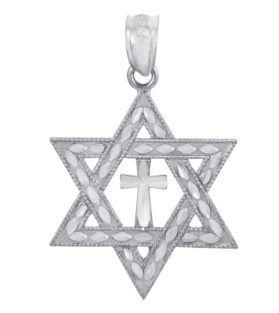 925 Sterling Silver Jewish Charm Cross Star of David Pendant