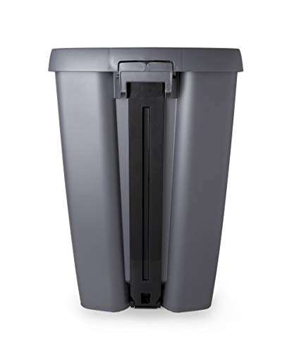 Umbra Brim 13 Gallon Trash Can with Lid - Large Kitchen Garbage Can with Stainless Steel Foot Pedal, Stylish and Durable, Silver/Nickel