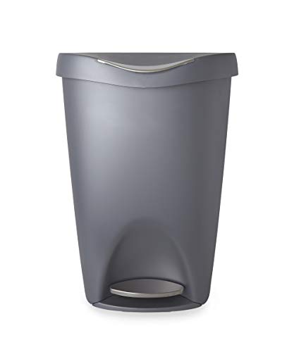 Umbra Brim 13 Gallon Trash Can with Lid - Large Kitchen Garbage Can with Stainless Steel Foot Pedal, Stylish and Durable, Silver/Nickel