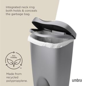 Umbra Brim 13 Gallon Trash Can with Lid - Large Kitchen Garbage Can with Stainless Steel Foot Pedal, Stylish and Durable, Silver/Nickel