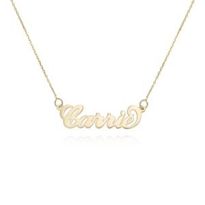 personalized 14k gold carrie name necklace