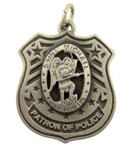 religious gifts pewter saint michael patron of police pray for us medal, 1 1/2 inch