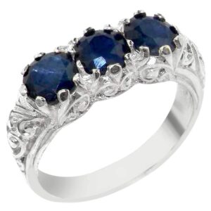 LetsBuyGold 925 Sterling Silver Natural Sapphire Womens Anniversary Ring - Size 8.25