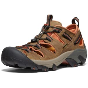 keen men's arroyo 2 closed toe hiking sandals, black olive/bombay brown, 17