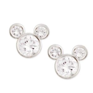 Disney Cz Mickey Mouse Stud Earrings Sterling Silver Jewelry