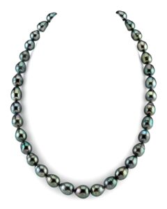 the pearl source 14k gold 8-10mm baroque genuine black tahitian south sea cultured pearl necklace in 24" length for women