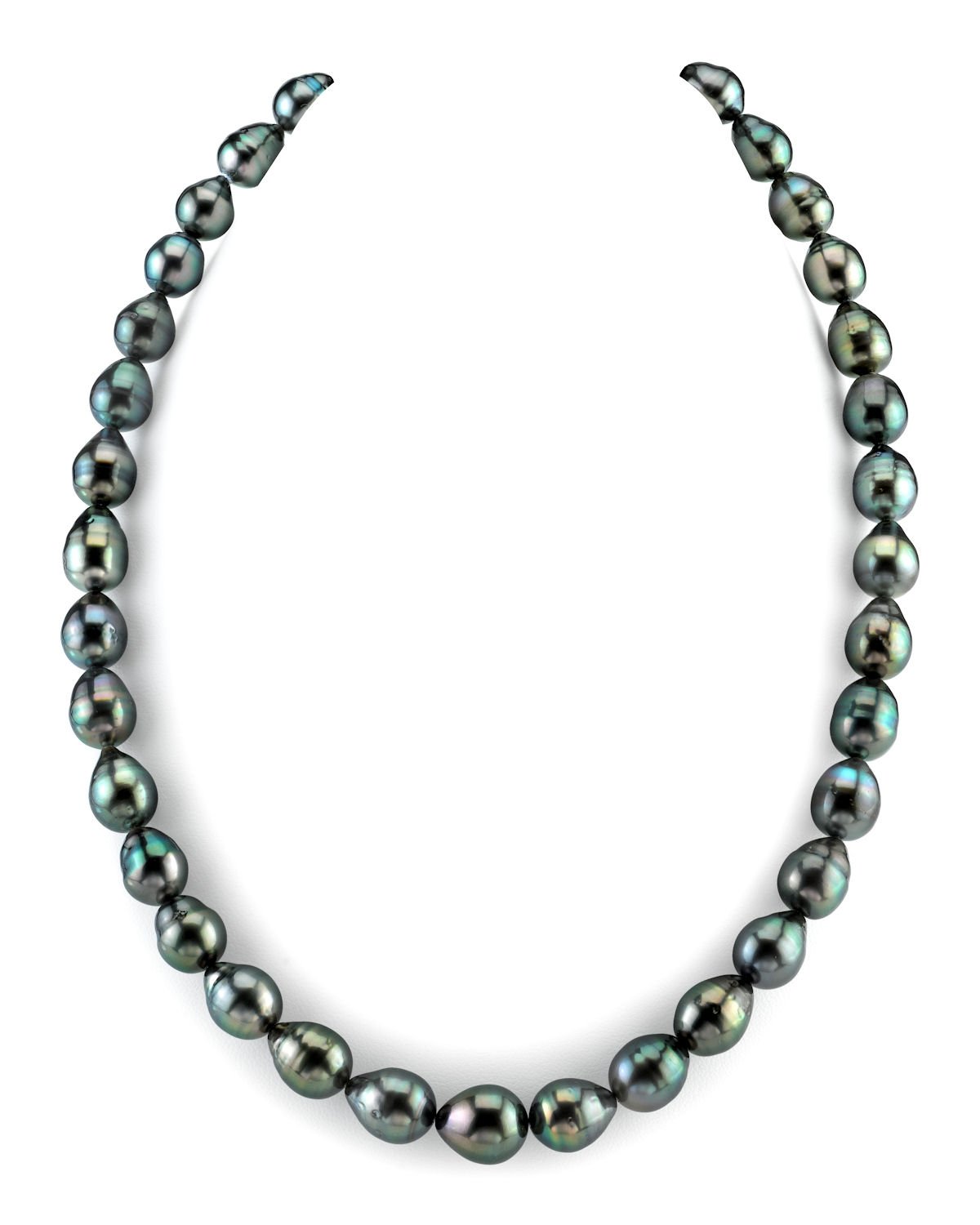 The Pearl Source 14K Gold 8-10mm Baroque Genuine Black Tahitian South Sea Cultured Pearl Necklace in 24" Length for Women