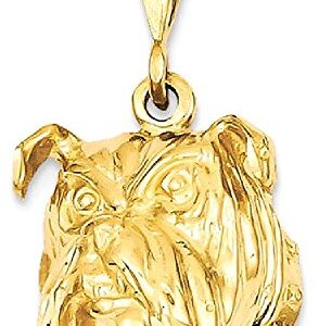 IceCarats 14K Yellow Gold Bulldog Necklace Charm Pendant 26mm x 16mm Only