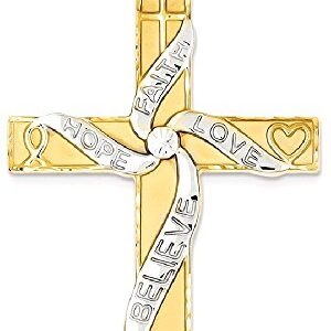 IceCarats 14K Yellow Gold Hope Faith Love Believe Latin Mexican Holy Cross Necklace Religious Pendant Jesus Christ Charm Only