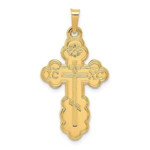 IceCarats 14K Yellow Gold Eastern Orthodox Holy Cross Necklace Religious Pendant Jesus Christ Charm 34mm x 18mm Only