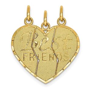 icecarats 14k yellow gold 3-piece break apart best friends necklace charm pendant set