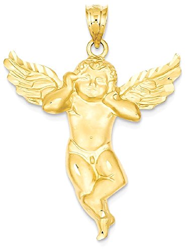 IceCarats 14K Yellow Gold Guardian Angel Necklace Protect Us Cherub Pendant Religious Charm Only