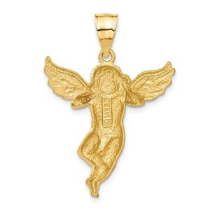 IceCarats 14K Yellow Gold Guardian Angel Necklace Protect Us Cherub Pendant Religious Charm Only