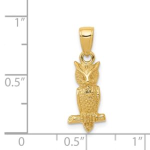 IceCarats 14K Yellow Gold Owl Symbol of Wisdom Bird Necklace Pendant Charm Only